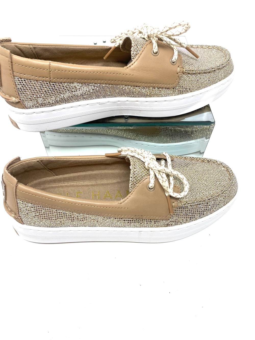 Cole Haan Tan Metallic Slip-Moccasin Sneakers NWOT
